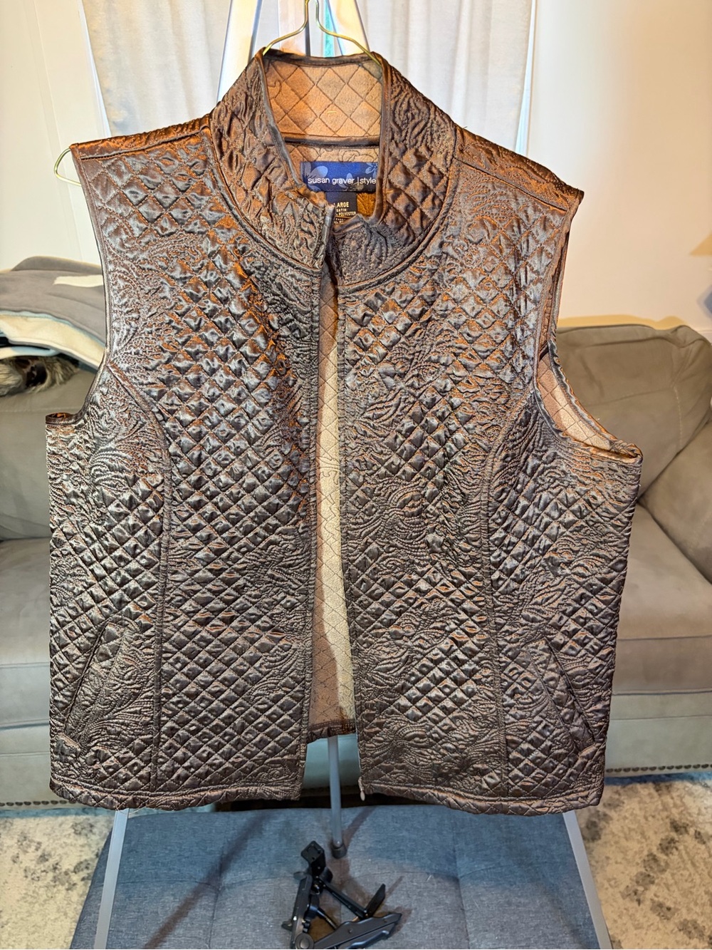 Susan Graver Quilted Satin Jacket in Bronze
